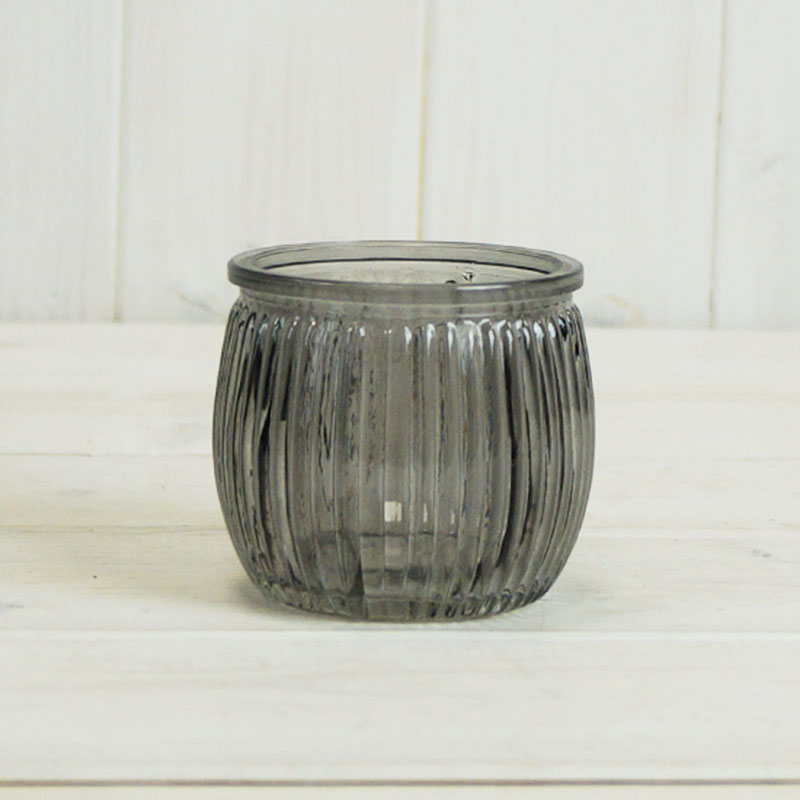 Grey Ribbed Glass Votive detail page